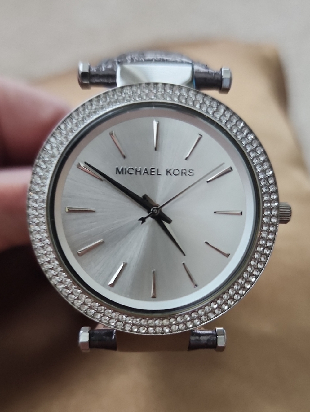 Michael Kors Silver Crystal-Trim Round Dial Watch